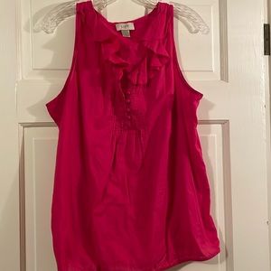 Loft pink top with ruffle and buttons
